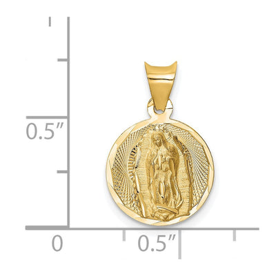 14K Polished D/C Lady Of Guadalupe Circle Pendant, 13.07 x 12.85mm