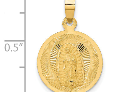 14K Polished D/C Lady Of Guadalupe Circle Pendant, 24 x 16.75mm