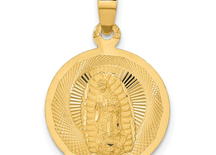 14K Polished D/C Lady Of Guadalupe Circle Pendant, 24 x 16.75mm
