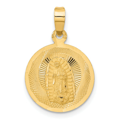 14K Polished D/C Lady Of Guadalupe Circle Pendant, 24 x 16.75mm