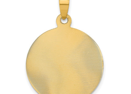 14K gold circle pendant, another view