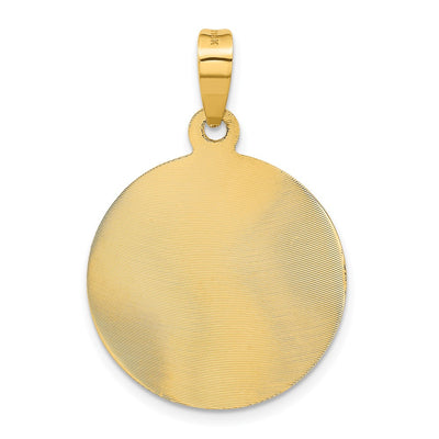 14K Polished D/C Lady Of Guadalupe Circle Pendant, 33 x 23.5mm