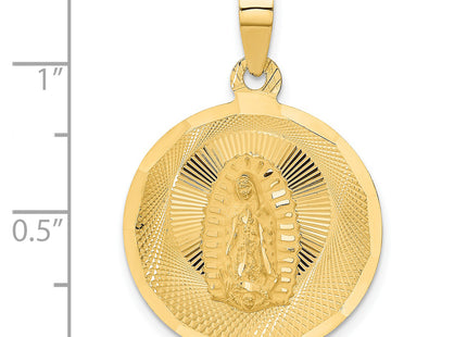 14K Polished D/C Lady Of Guadalupe Circle Pendant, 33 x 23.5mm