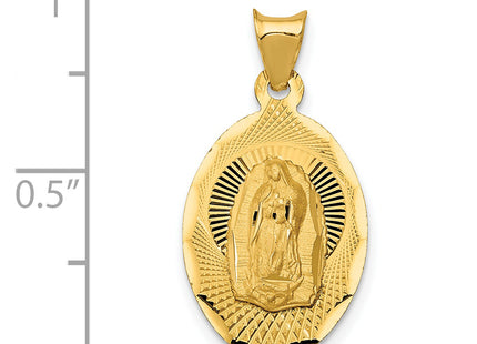 14K Polished D/C Lady Of Guadalupe Oval Pendant, 20 x 13.02mm