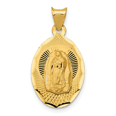 14K Polished D/C Lady Of Guadalupe Oval Pendant, 20 x 13.02mm
