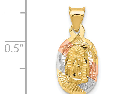 14K w/Rhodium D/C Lady Of Guadalupe Oval Pendant, 21 x 10mm