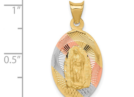 14K w/Rhodium D/C Lady Of Guadalupe Oval Pendant (Style K5638)
