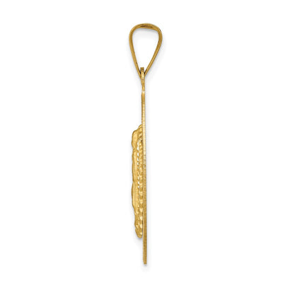 14K w/Rhodium D/C Lady Of Guadalupe Oval Pendant, 33.5 x 17.7mm