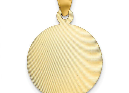 14K gold circle pendant, another view