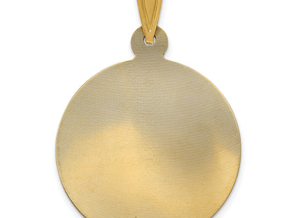 14K w/Rhodium Polished D/C Lady Of Guadalupe Circle Pendant, 34 x 23mm