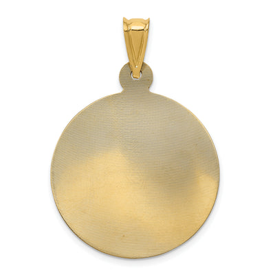 14K w/Rhodium Polished D/C Lady Of Guadalupe Circle Pendant, 34 x 23mm