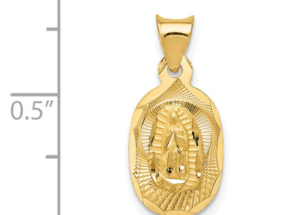 14K Polished D/C Lady Of Guadalupe Oval Pendant, 17 x 9.5mm