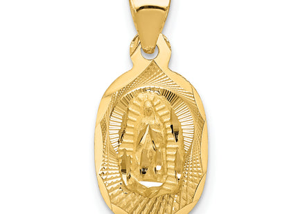 14K Polished D/C Lady Of Guadalupe Oval Pendant, 17 x 9.5mm