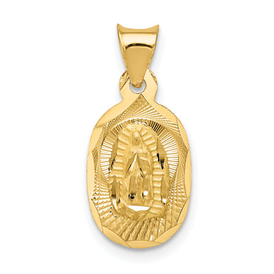 14K Polished D/C Lady Of Guadalupe Oval Pendant, 17 x 9.5mm
