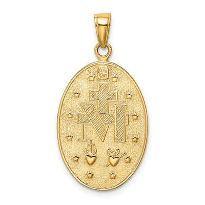 14K Polished D/C Lady Of Guadalupe Oval Pendant, 17 x 9.5mm