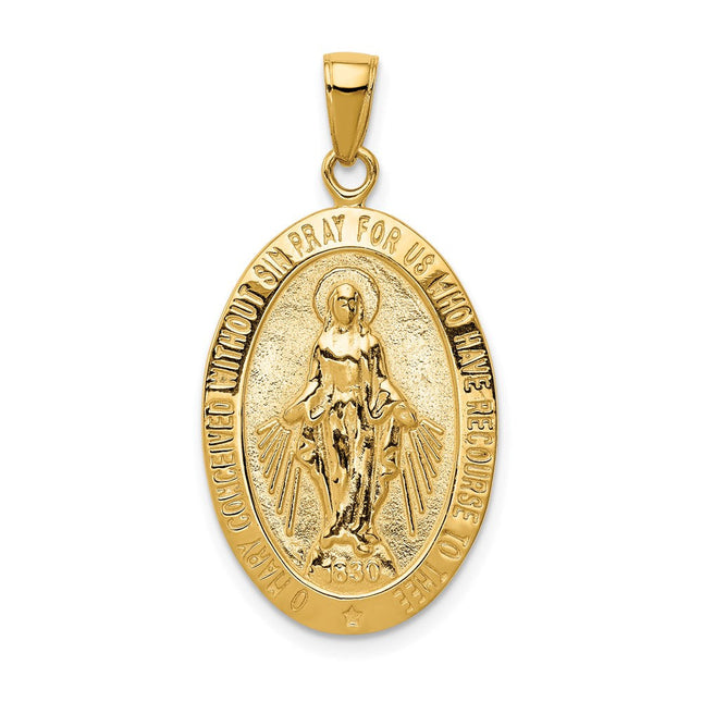 14K Polished D/C Lady Of Guadalupe Oval Pendant, 17 x 9.5mm