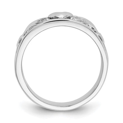 14K White Gold Claddagh Band