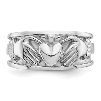 14K White Gold Claddagh Band