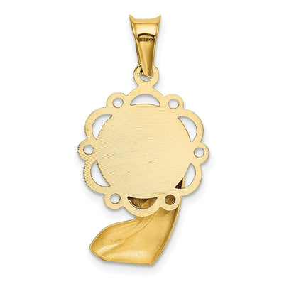 14K w/Rhodium Satin And Polished Mary Pendant