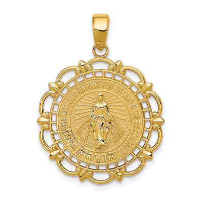 14K gold miraculous medal pendant