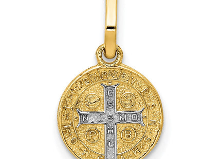 14k With Rhodium Circle St. Benedict Medal Pendant (Style K5661)