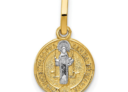 14k With Rhodium Circle St. Benedict Medal Pendant (Style K5661)