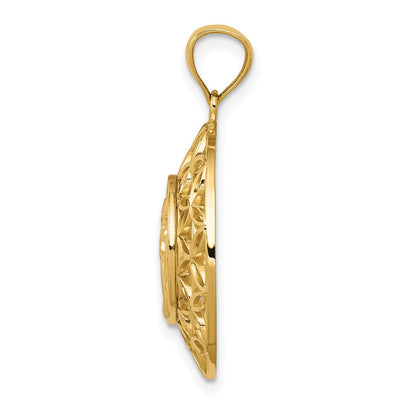 14K Gold Polished Angel D/C Medal Pendant
