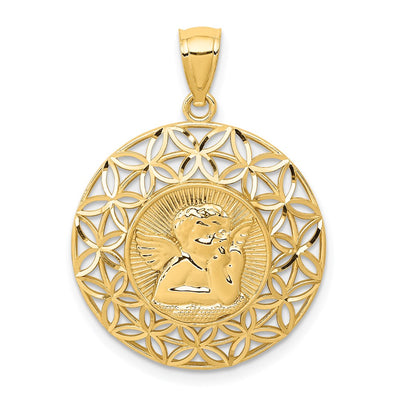 14K gold angel pendant