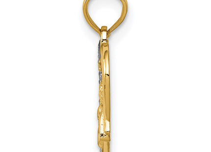 14k Yellow & Rhodium Pendants Style K5693 - Classique Jewelry Inc.