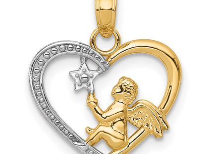 14k Yellow & Rhodium Pendants Style K5693 - Classique Jewelry Inc.