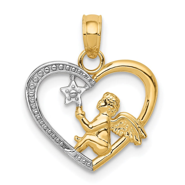 14k Yellow & Rhodium Pendants Style K5693 - Classique Jewelry Inc.