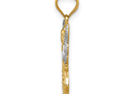 14k Yellow & Rhodium Pendants Style K5696 - Classique Jewelry Inc.