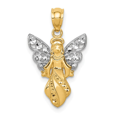 14K gold angel pendant