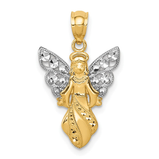 14k Yellow & Rhodium Pendants Style K5696 - Classique Jewelry Inc.