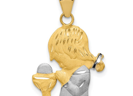 14k Yellow & Rhodium Pendants Style K5699 - Classique Jewelry Inc.