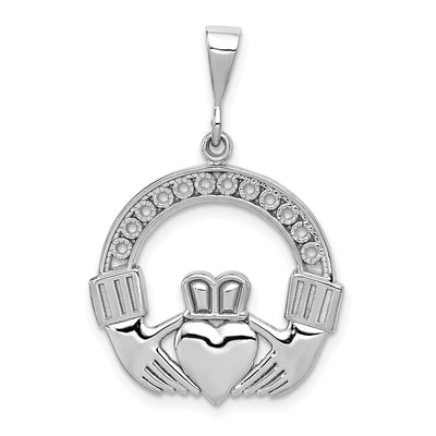 14K white gold claddagh pendant