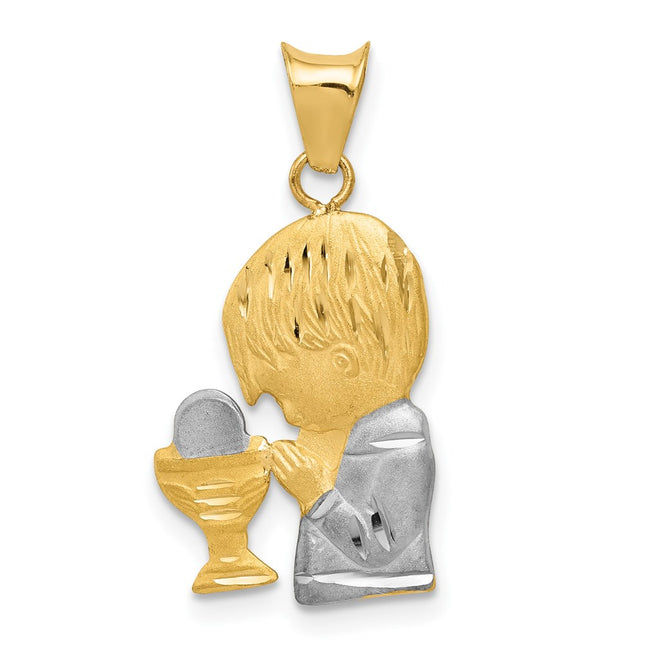 14k Yellow & Rhodium Pendants Style K5700 - Classique Jewelry Inc.