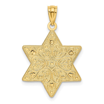 14K Two-Tone Polished Reversible Filigree Star Of David Pendant