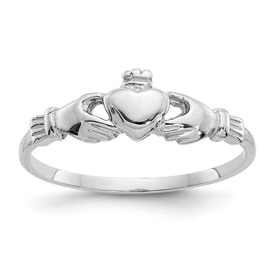 14K white gold claddagh ring