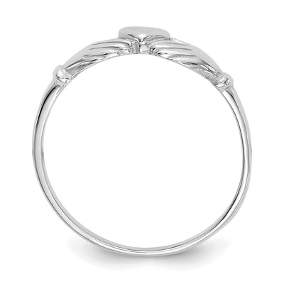 14K White Gold Polished and Satin Claddagh Ring