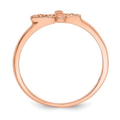 14K Rose Gold Polished & D/C Cross Ring