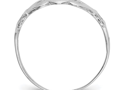 14K White Gold Ladies Polished Claddagh Ring, view 3