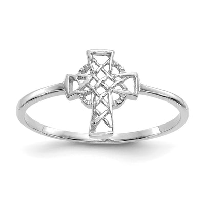 14K white gold cross ring