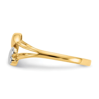 14K with Rhodium Double Heart Ring