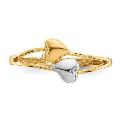 14K with Rhodium Double Heart Ring