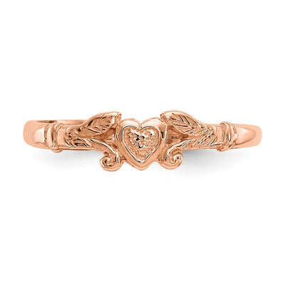 14K Rose Gold Textured Mini Heart Baby Ring