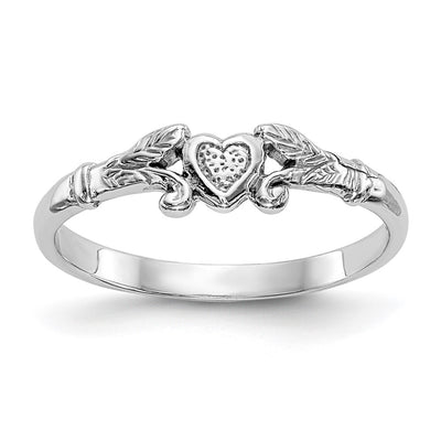 14K white gold heart ring