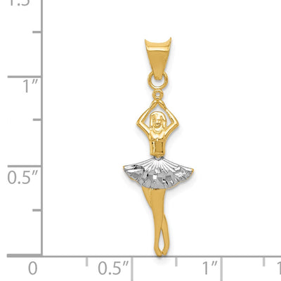 14K w/Rhodium Polished Moveable Dancer Pendant
