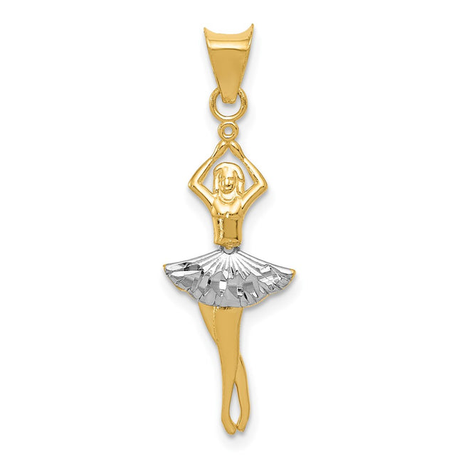 14k Yellow & Rhodium Pendants Style K5819 - Classique Jewelry Inc.
