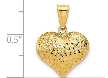 14K gold heart pendant, another view